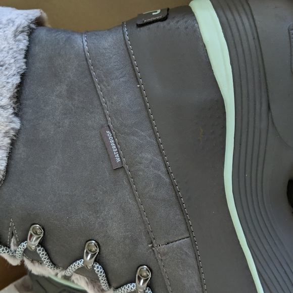 Jambu Women's Mayland Waterproof Grey Faux Fur Lace-Up Winter Duck Boots - Picture 9 of 12